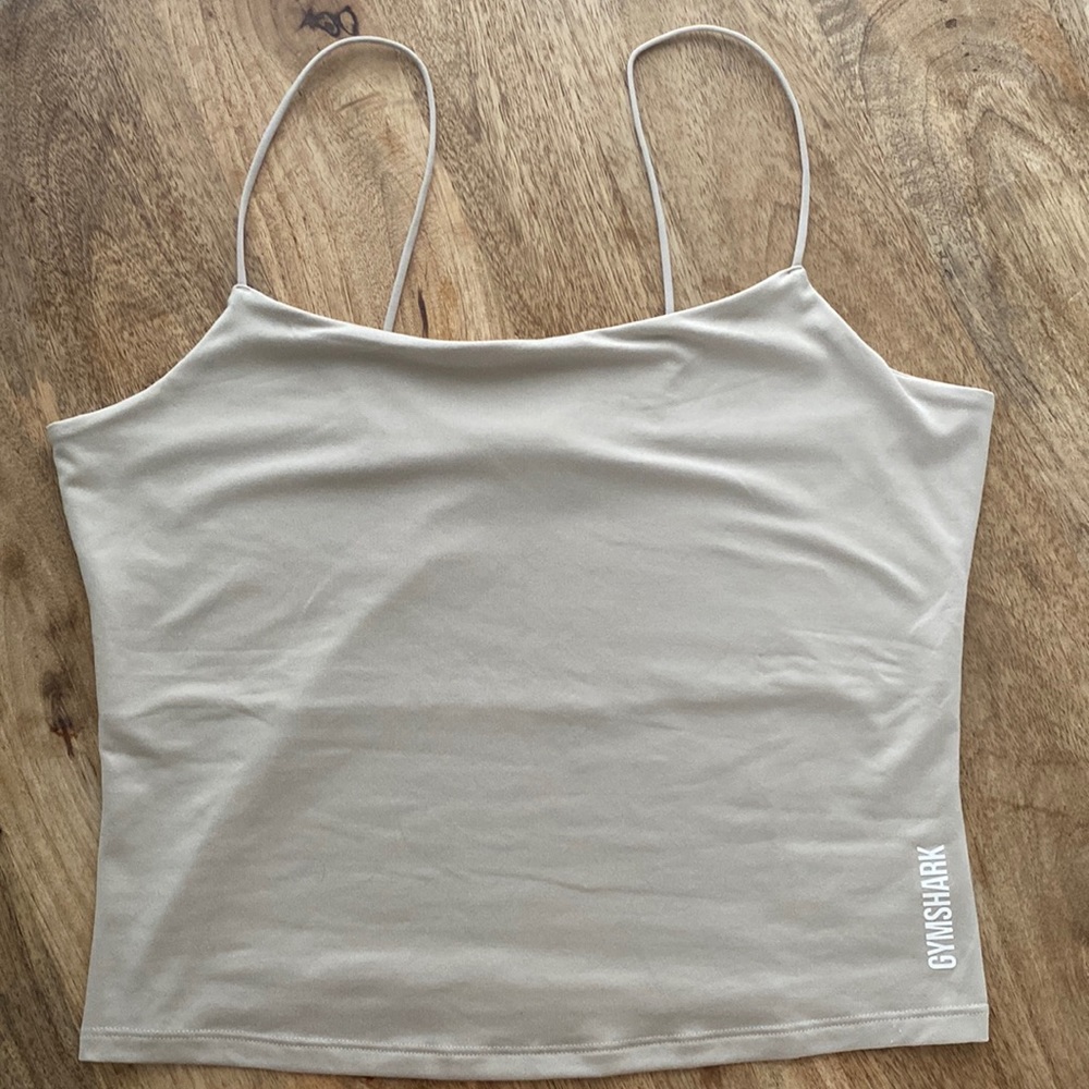 TAN GYMSHARK CROPPED TANK TOP